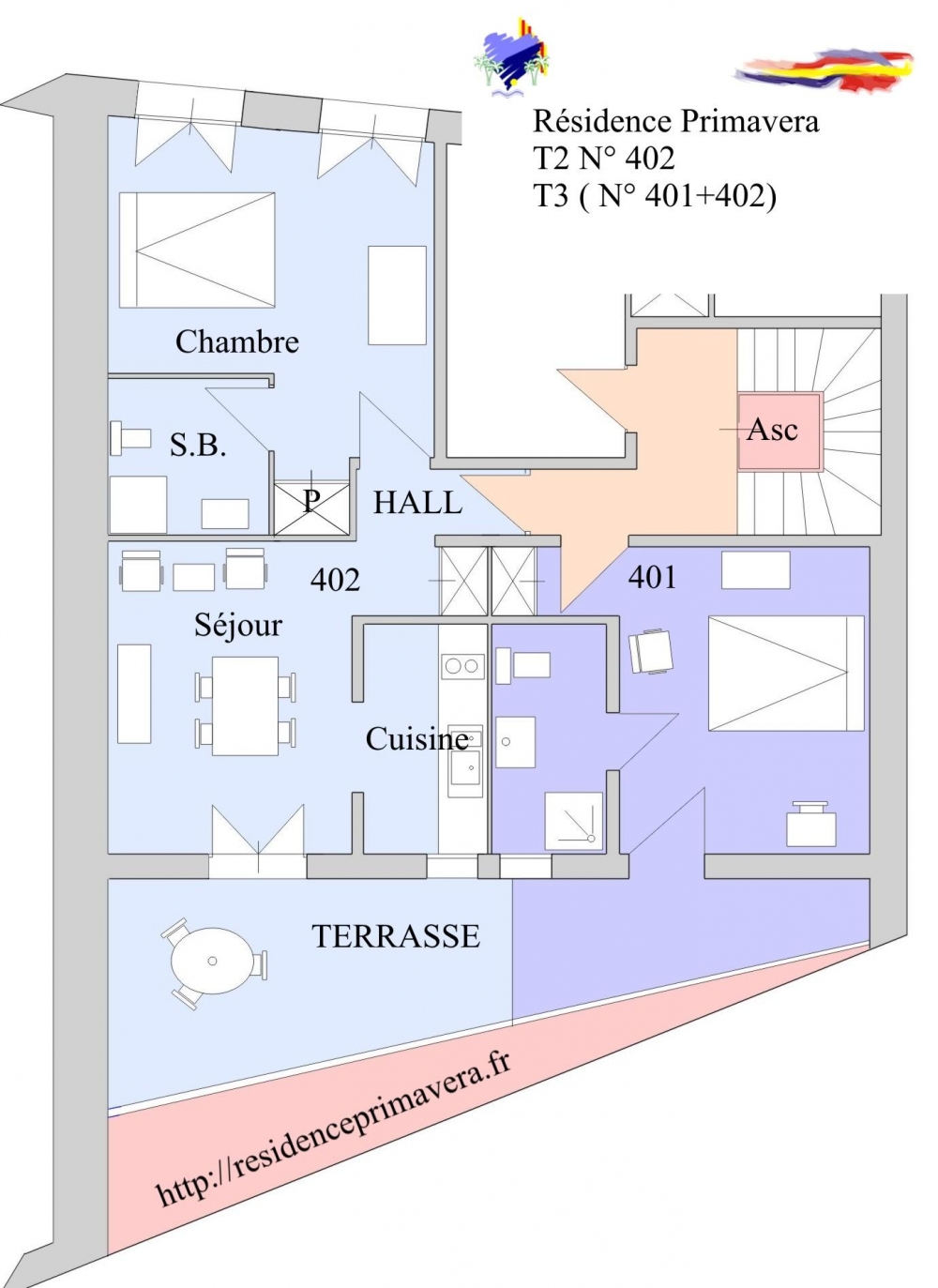 T3  402+ CH 401 -     Appart'hôtel Primavéra 