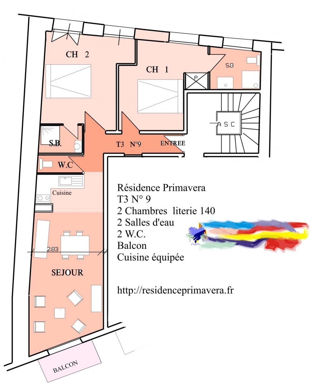 T3 N° 9 - Appart'hôtel Primavéra